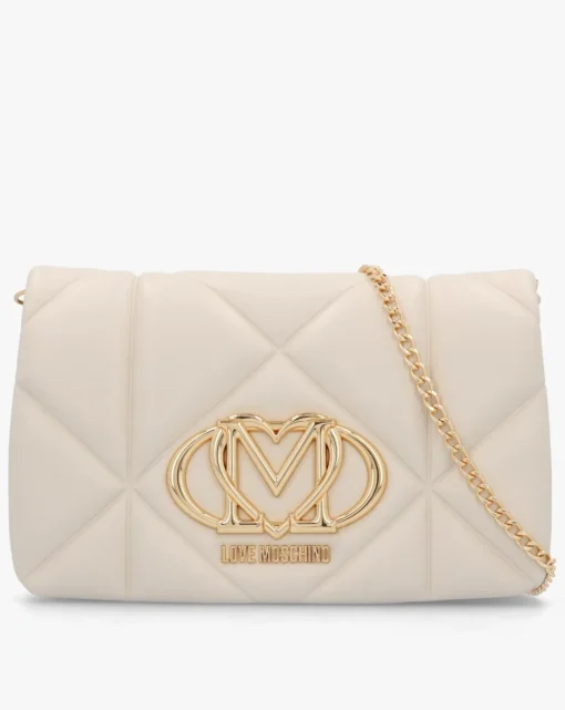 Love Moschino Heart Logo Quilted Ivory Cross Body Bag