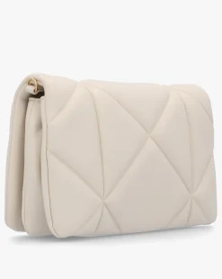 Love Moschino Heart Logo Quilted Ivory Cross Body Bag