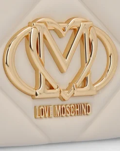 Love Moschino Heart Logo Quilted Ivory Cross Body Bag
