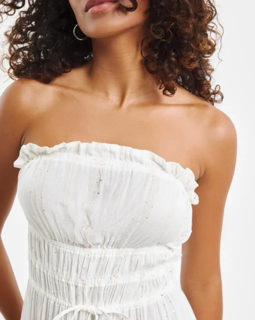 Lurex Bandeau Maxi Beach Dress