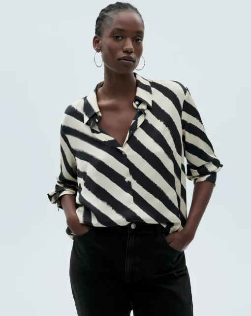 Mango Ideale Satin Print Shirt