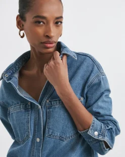 Mid Blue Denim Shacket