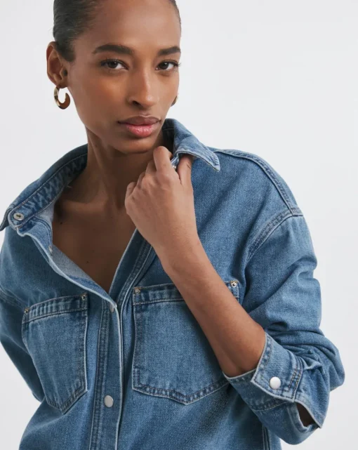 Mid Blue Denim Shacket