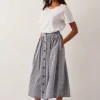 Monsoon Bea Gingham Button Midi Skirt