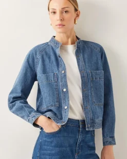 Monsoon Binky Crop Collarless Denim Jacket