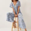 Monsoon Cece Woodblock Wide-Leg Jumpsuit
