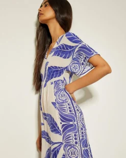 Monsoon Dina Palm Print Midi Dress