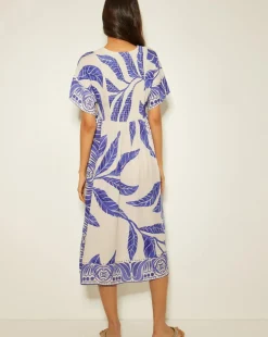 Monsoon Dina Palm Print Midi Dress