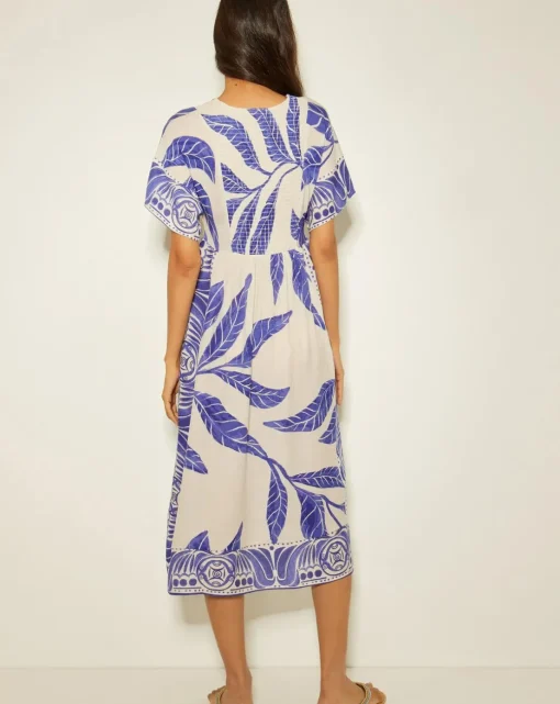 Monsoon Dina Palm Print Midi Dress