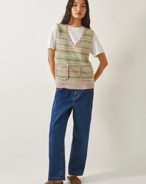 Monsoon Fawn Fair Isle Scallop Tank Top