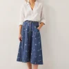 Monsoon Harper Denim Daisy Midi Skirt