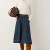 Monsoon Harper Seamed Denim Midi Skirt