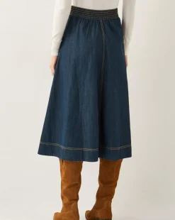 Monsoon Harper Seamed Denim Midi Skirt