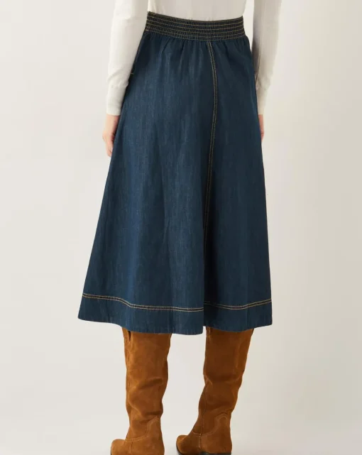 Monsoon Harper Seamed Denim Midi Skirt