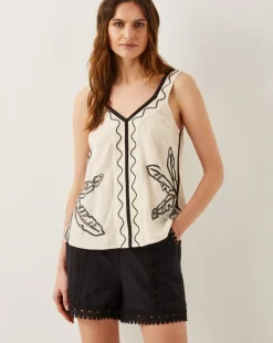 Monsoon Hope Leaf Embroidered Cami Top