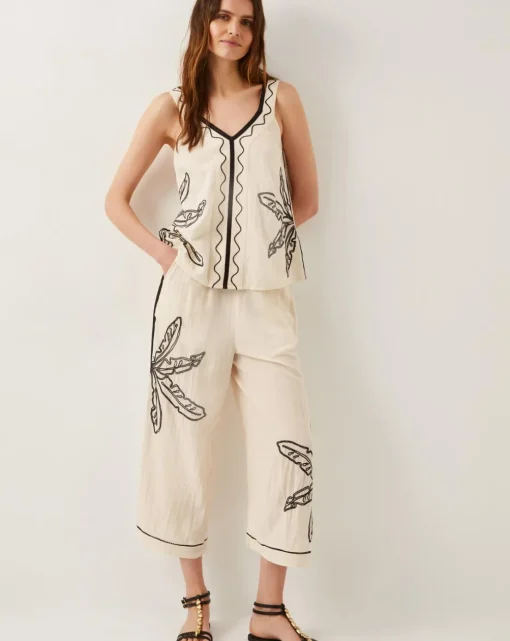 Monsoon Hope Leaf Embroidered Cami Top