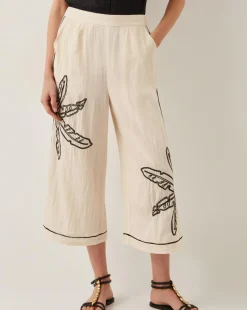 Monsoon Hope Leaf Embroidered Culottes