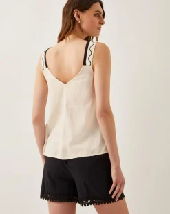 Monsoon Hope Leaf Embroidered Cami Top
