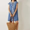 Monsoon Isolde Embroidered Chambray Mini Dress