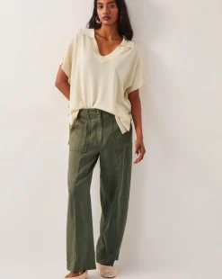 Monsoon Jolie Short Wide Leg Linen Trousers