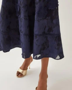 Monsoon Josie Flutter Sleeve Floral Jacquard Midi Dress
