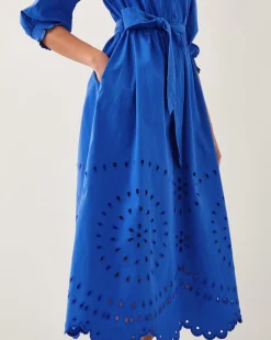 Monsoon Jules Broderie Midi Shirt Dress