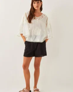 Monsoon Lena Sheer Embroidered Angel Sleeve Top