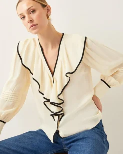 Monsoon Lennox V-Neck Ruffle Blouse