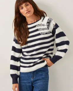 Monsoon Lou Lace Stripe Jumper