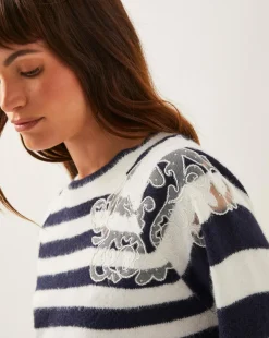 Monsoon Lou Lace Stripe Jumper
