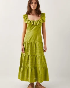 Monsoon Lucy Broderie Frill Midi Dress