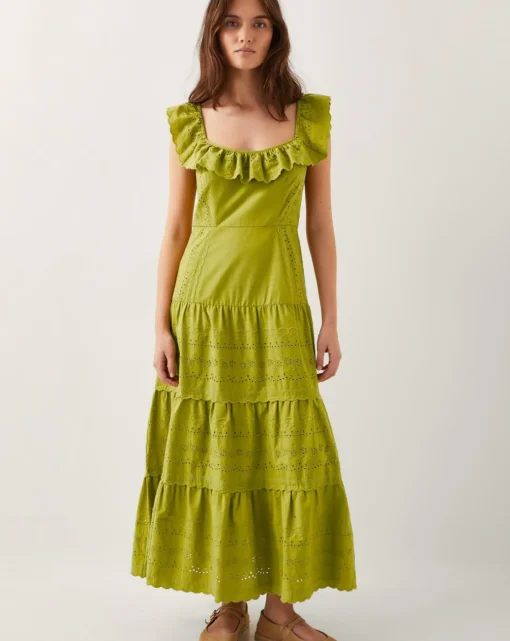 Monsoon Lucy Broderie Frill Midi Dress