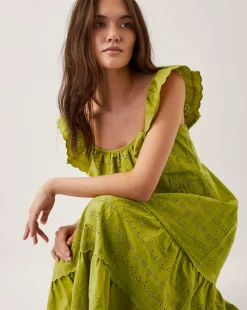 Monsoon Lucy Broderie Frill Midi Dress
