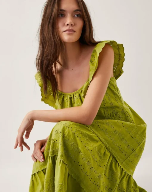 Monsoon Lucy Broderie Frill Midi Dress