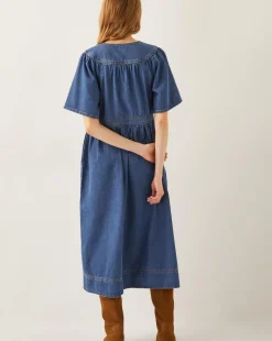 Monsoon Lydia Short Sleeve Denim Midi Dress