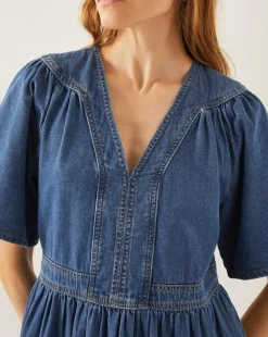 Monsoon Lydia Short Sleeve Denim Midi Dress