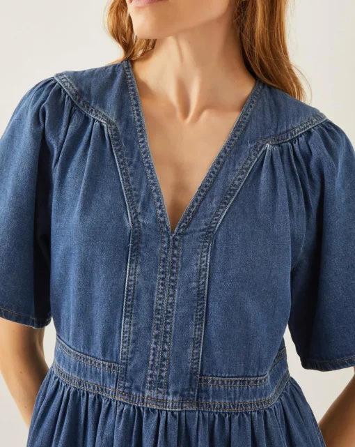 Monsoon Lydia Short Sleeve Denim Midi Dress