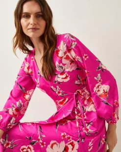 Monsoon Meredith Floral Midi Wrap Dress