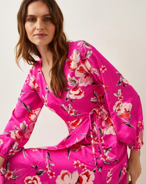 Monsoon Meredith Floral Midi Wrap Dress