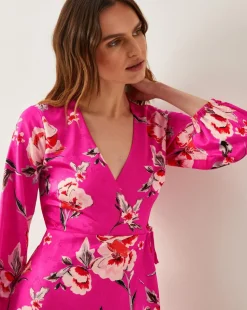Monsoon Meredith Floral Midi Wrap Dress
