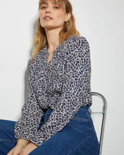 Monsoon Molly Abstract Print Pintuck Blouse