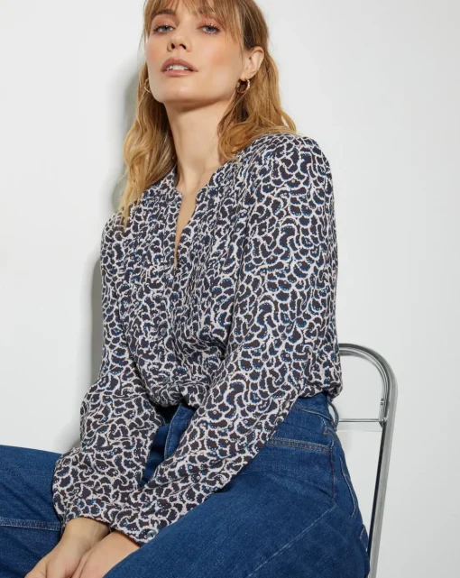 Monsoon Molly Abstract Print Pintuck Blouse