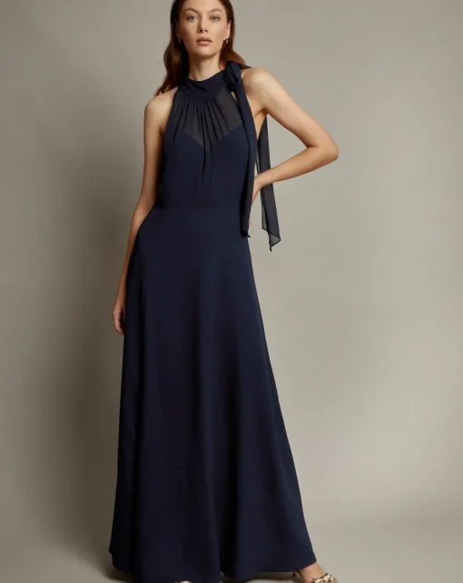 Monsoon Monika Halter Chiffon Maxi Dress