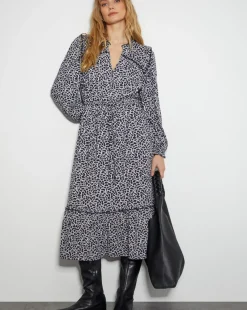 Monsoon Noiv Scallop Print Jersey Midi Dress