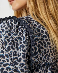 Monsoon Noiv Scallop Print Jersey Midi Dress