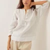 Monsoon Rosa Bib Linen Blouse