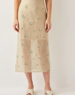 Monsoon Sacha Embroidered Midi Skirt