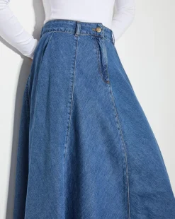 Monsoon Sara Denim A-Line Midi Skirt