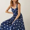 Monsoon Sicily Polka Dot Fit & Flare Midi Dress
