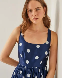 Monsoon Sicily Polka Dot Fit & Flare Midi Dress